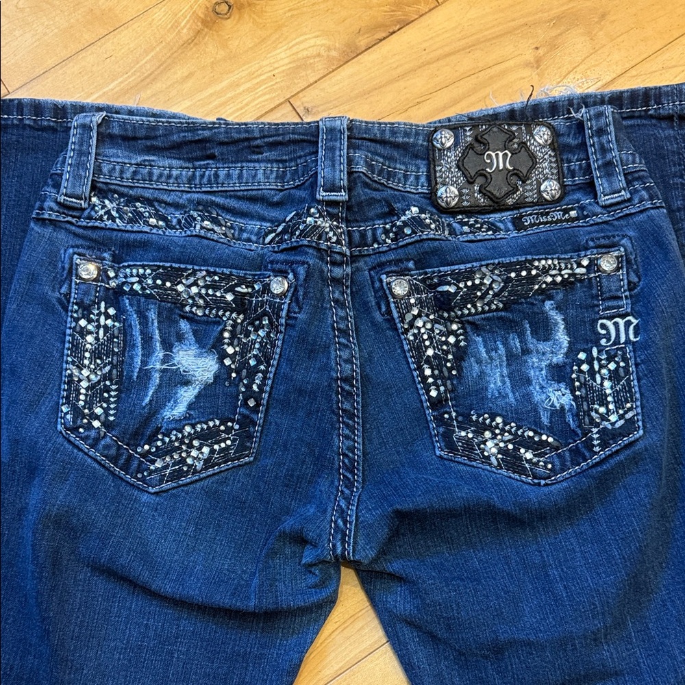 Miss Me Dark Blue Embellished Boot Cut Jeans